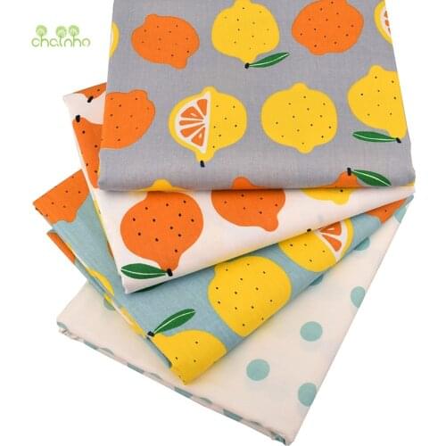 Chainho,Lemon Fruit Printed Twill Cotton Fabric,DIY Quilting Sewing For Baby&Child Sheet,Pillow,Cushion,Toys Material,Half Meter