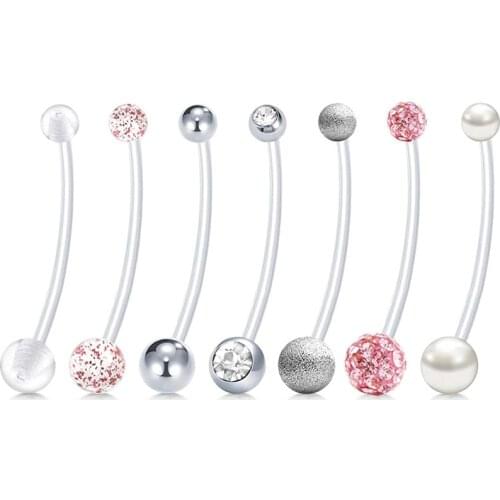 Pregnancy Belly Button Rings Long Bar Sport Maternity Plastic Bioplast Silicone Flexible Navel Belly Ring Piercing Retainer