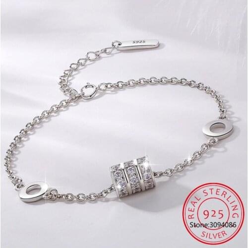 LEKANI Good Luck Beads Simple Exquisite Personality Romantic 925 Sterling Silver Female Resizable Bracelets SBR237
