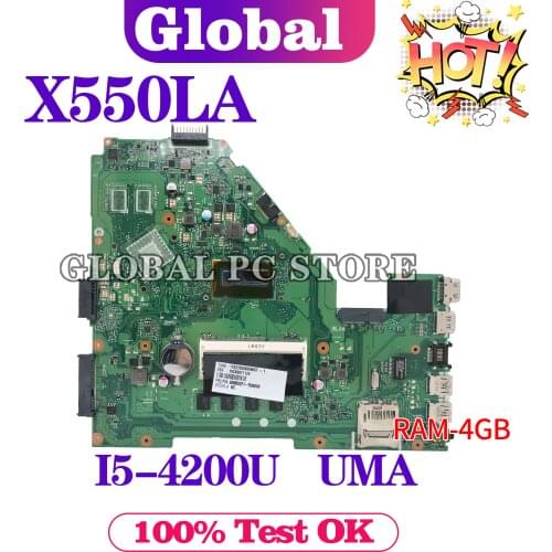 X550LC Laptop motherboard for ASUS VivoBook X550LD X550LA X550LN X550L mainboard DDR3L 4GB-RAM I7-4500U EDP