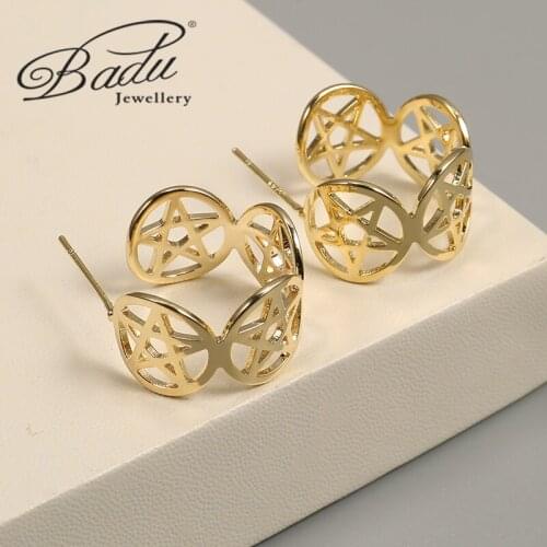Badu Star Metal Earrings Hollow Design Simple Korean Earrings Summer Beach Jewelry Girlfriend Birthday Party Temperament Gift