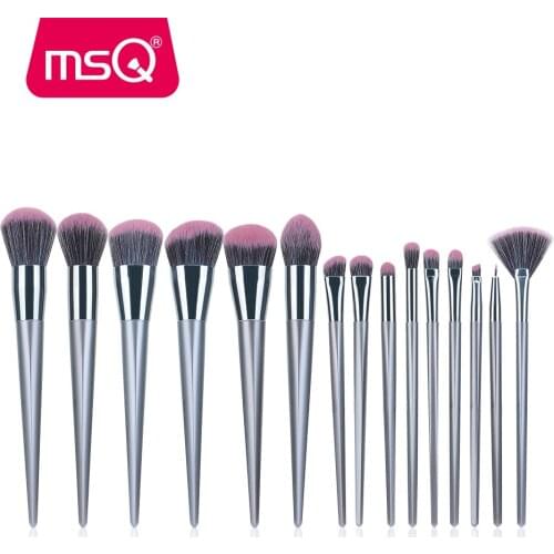 MSQ Luxury 15pcs Pro Makeup Brushes Set Foundation Eye Liner Contour Make Up Brush Kits Gradient Synthetic Hair Resin Handle