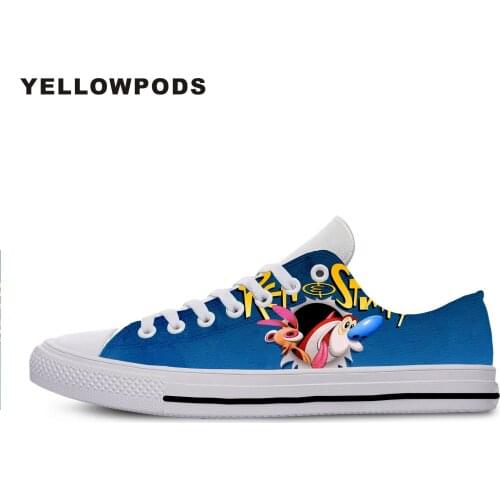 Mens Casual Shoes Fashion Custom Ren And Stimpy Anime Man Non-leather Casual Lightweight Shoes Off White Men
