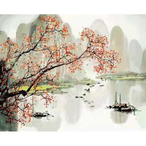 Summer landscape Scenery DIY Painting By Numbers Picture Colouring Zero Basis HandPainted Oil Painting Unique Gift Home Decor