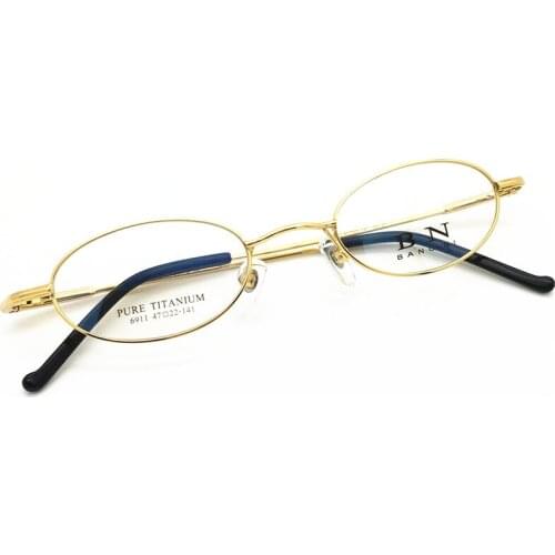 Pure Titanium Spring Hinges Vintage Small Oval 44mm Eyeglass Frames Full Rim Rx able Glasses
