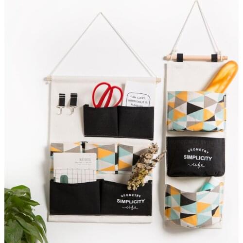Hanging Organizers 7 Pockets Yellow Triangle Storage Hanging Bag Sundries Grocery for Kitchen Bedroom Storage Closet Organizer