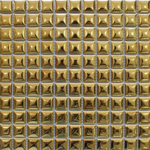 European Style Electroplated Gold ceramic mosaic for Kitchen Wall Bathroom Bath Washroom Fireplace Wall Sticker Floor TIle