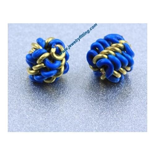 All kinds of jewelry findings supplier Raw brass color Coiled wire spherical beads 5mm