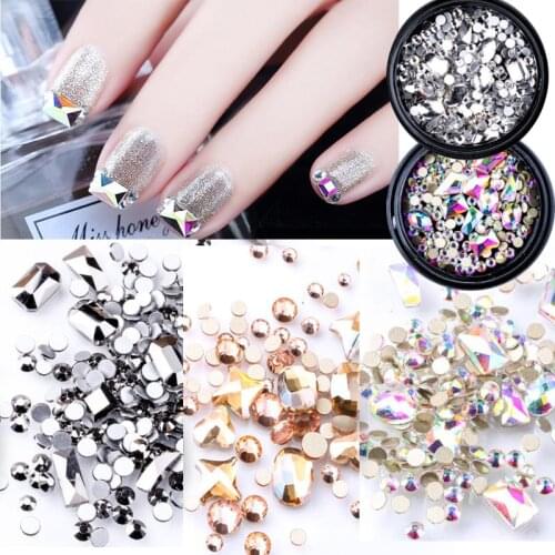 Mixed 3D Nail Rhinestones Crystal Gems Jewelry Small Irregular Beads Stones Nail Art Decorations In Wheel Accessories