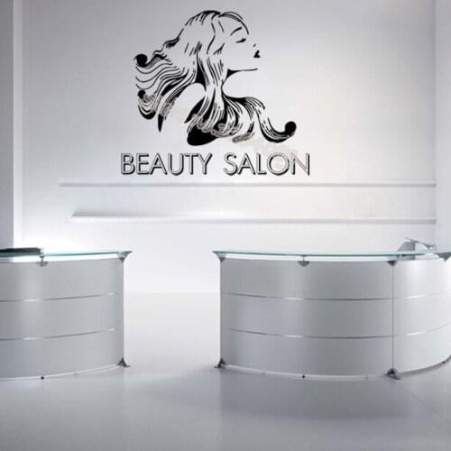 Beauty salon Quotations Wall Decal Girl Face hair haircut makeup manicure nail Vinyl Stickers Fashion Model Barbershop EA172