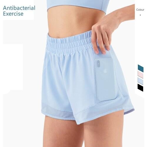 Women Yoga Shorts Stereo Pocket Double High Antibiosis Elastic Speed Dry Breathable Loose Gym Exercise Womens Shorts Pants