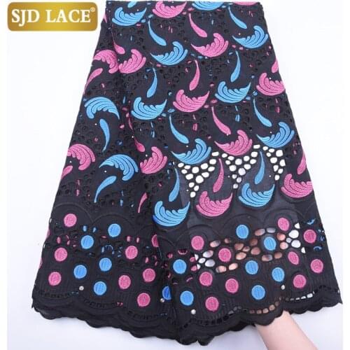 SJD LACE African Lace Fabric With Stones Punch Cotton Lace High Quality Nigerian Voile Lace Fabric For Festival Party DressA1864