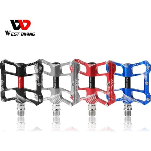 WEST BIKING 2 Bearings Bicycle Pedals 1 Pair Ultralight Anti-slip CNC Road MTB Bike Pedal Cycling Sealed Bearing Bike Pedals