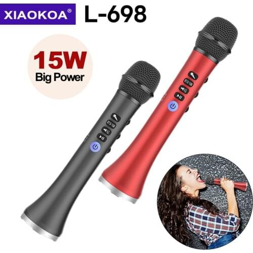 XIAOKOA L-698 15W Wireless Karaoke Microphone Bluetooth Speaker 4000mah 2in1 Handheld Sing&Recording KTV Player for iOS/Android