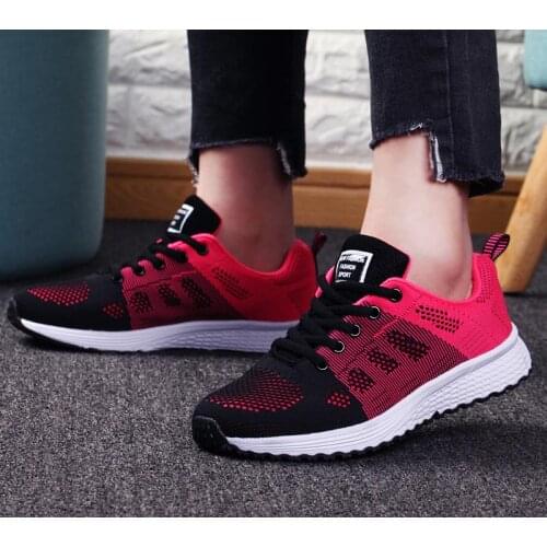 Plus Size Summer Light Weight Shoes Sport Women Sneakers Womens Sports Shoes Female Running Black Red Basket Femmes Flat A-488