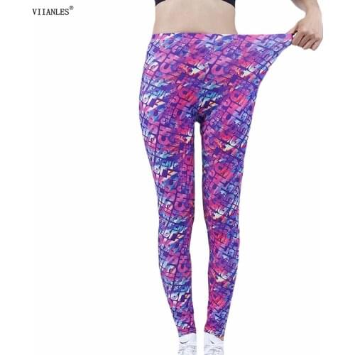 VIIANLES New Arrival Women Print Leggings Workout For Running High Waist Sport Leggins Mujer Stretch Fitness Pants Sportswear
