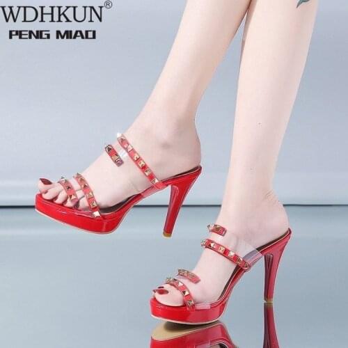 2021 Womens Sandals and Slippers with Thin Mouth and Summer New Womens Sandals Rivet Waterproof Platform Wild Womens Shoes