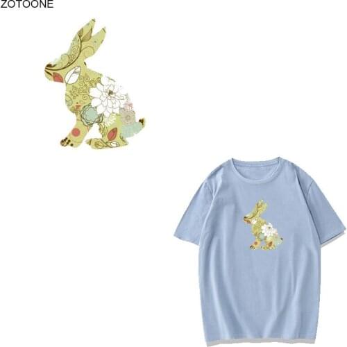 ZOTOONE Happy Easter Rabbit Patch Iron on Patches for Clothes DIY Heat Transfer Printed Stickers Clothing Embroidery Applique H
