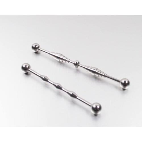 1.2mm 14G 38mm Length Surgical Stainless Steel Straight Point Bamboo Industrial Barbell Ear Cartilage Piercing Helix Jewelry