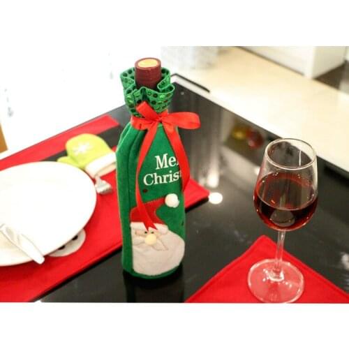 2016 New Arrival Christmas Decoration For Home Red Wine Bottle Santa Claus Snowman Covers Clothes enfeites de natal