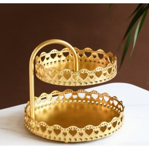 2021 Creative Nordic Double Layer Fruit Plate Cosmetics Storage Tray Jewelry Earrings Rack Holder Display Stand Organizer