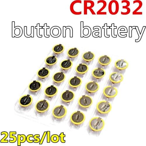 2-10-25)pcs/lot CR2032 2032 3V horizontal type weld leg button cell button battery Pin pitch:20MM