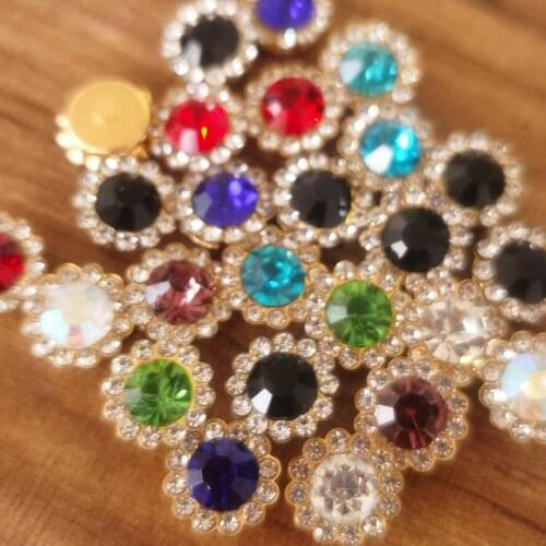 50p 10mm 12mm glass claw rhinestone glue on gold plated sew on crystal rhinestone trim button for garment DIY Sewing Accessories