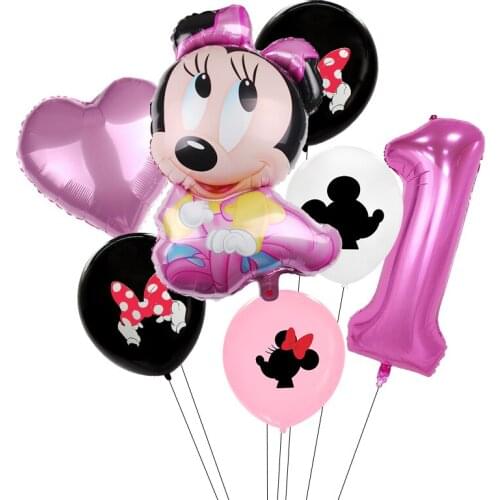 6pcs/lot Mickey Mouse Minnie Balloons Birthday Party Decorations Baby Shower Decor Kids Party Mickey Balloon Air Globos