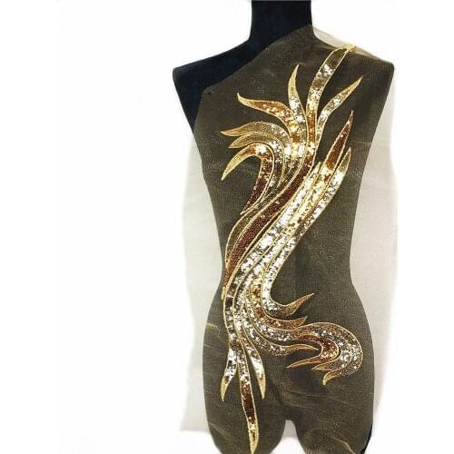 74CM Gold Sequins Lace Trims Mesh Tailorable Sew On Patches Embroidery For Wedding Decoration Appliques Dress Handmade DIY