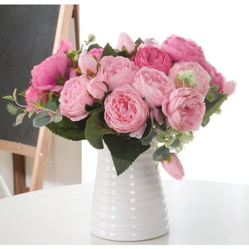 5 Heads 1 Bundle Silk Peony Bouquet Valentines Day Gifts Artificial Flower Bouquet Home Wedding Decoration Flowers Fake Flowers