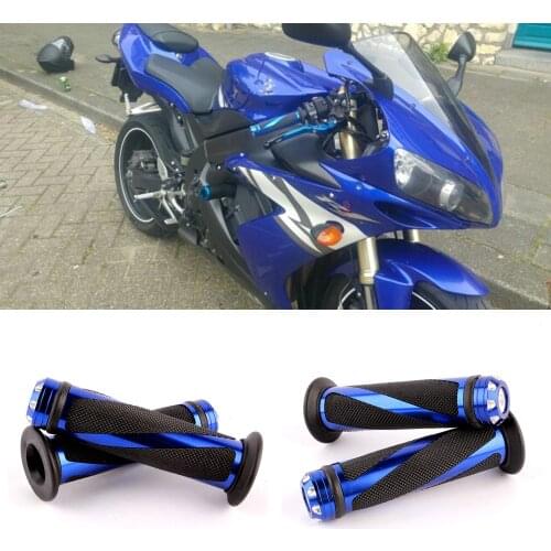 Evomosa Motorcycle Aluminium CNC 7/8" 22 mm Handle Bar None-Slip Gel Hand Grips Sport Bike For Suzuki Kawasaki Honda BMW