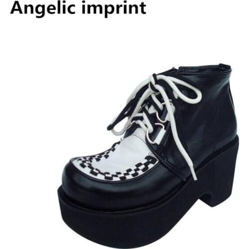 Angelic imprint new woman mori girl lolita cosplay punk shoes lady high heels pumps women princess dress party shoes 9cm lace up