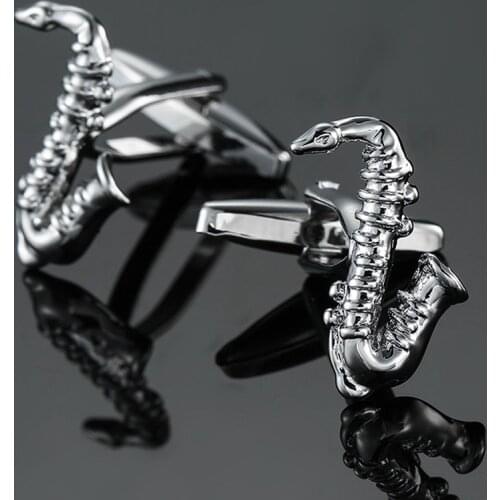Free shipping, new saxophone cufflinks, fashion mens shirt cufflinks, exclusive design buttons by senior music designers
