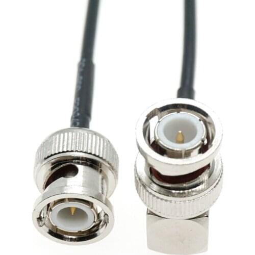 BNC male to BNC male plug right angle RA 90 Degree connector crimp jumper pigtail RG174 cable