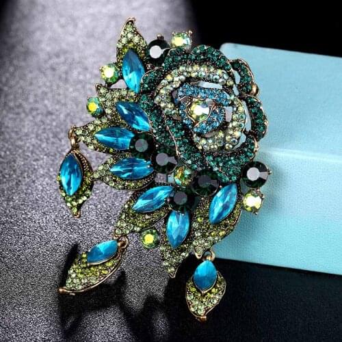Zlxgirl Luxury Brand bridal jewelry perfect Austrian crystal flower brooches hijab fashion womens big size clothing brooch pins