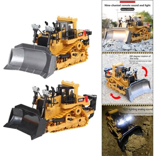 9CH Radio Control Bulldozer 1:24 Light & Sound Engineering Car Vehicles Toys Vehicle Excavator Toys for boys Wholesale