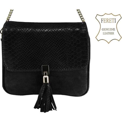 Ladies snake pattern shoulder bag Real Leather Black with chain gold with chain