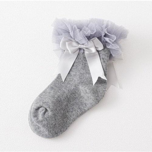 Baby Girl Princess Kids Tutu Socks Short Girls Baby Sokken Silk Ribbon Bowknot Lace Ruffle Cotton Girls Ankle Sock
