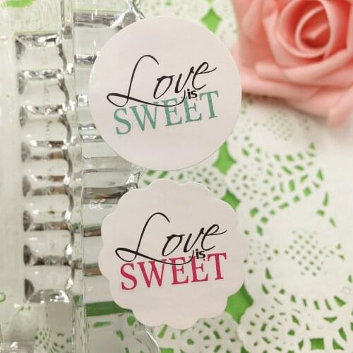 600pcs/lot white Valentines Day Gift Wrapping Labels Sticker Printing " Love is Sweet " Jewelry/Box/Cake Packing Labels Card