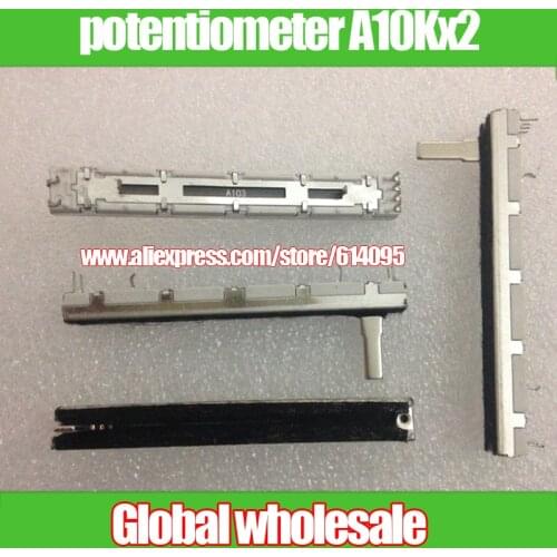 5pcs 10KA for Yamaha MX12/4 Mixer Fader / Dual Potentiometer A10Kx2 75MM Handle Length 15MM