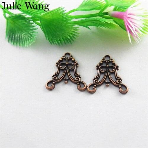 Julie Wang 20PCS Red Copper Charms Alloy Creative Connector Handcraft Pendants Jewelry Making Necklace Bracelet Accessory