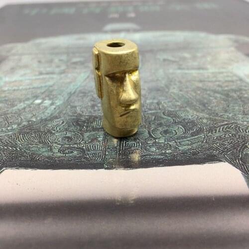 EDC Pocket Tools Personalized Creative Brass Paracord Knife Beads Easter Island Stone Statue Watchman Knife Fall Copper Pendant