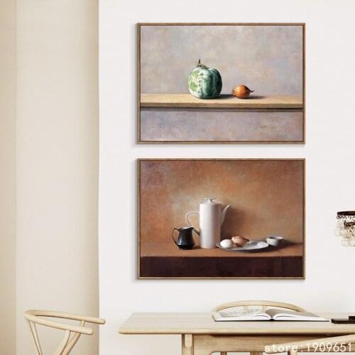No frame realist still life pumpkin ceramic pot canvas printings oil painting printed on cotton wall art decoration picture