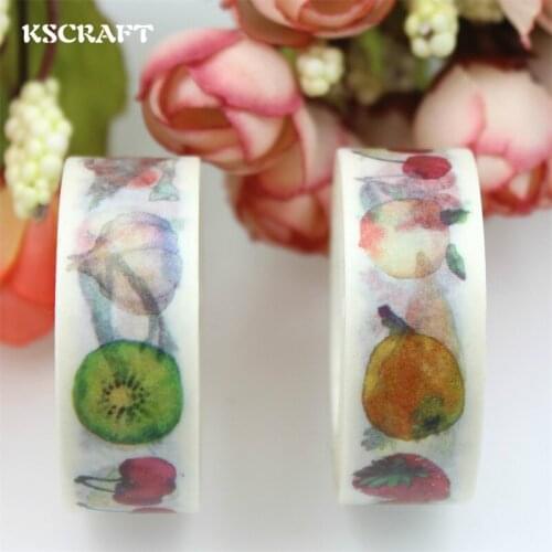 KSCRAFT 15mm*10m Adhesive Tape for Scrapbooking DIY Craft Sticky Deco Masking Japanese Paper Washi Tape Fruits