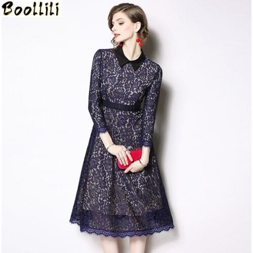 Boollili Lace Party Dress Spring Summer Dress Women Clothes 2020 Office OL Korean Vintage Dress Elegant Womens Dresses Vestidos