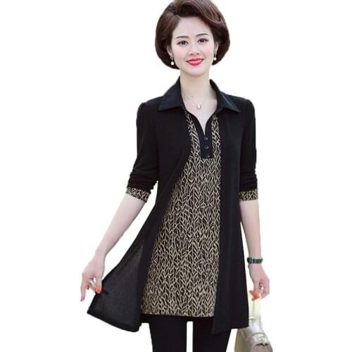 Fashion Womens Coat 2020 Spring Autumn New Long Sleeve Lined Jacket Outerwear Middle-aged and Elderly Women Elegant Coat Tops