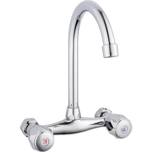 Wall Mounted Kitchen Faucet Wall Kitchen Mixers Kitchen Sink Tap 360 Degree Swivel Flexible Hose Double Holes