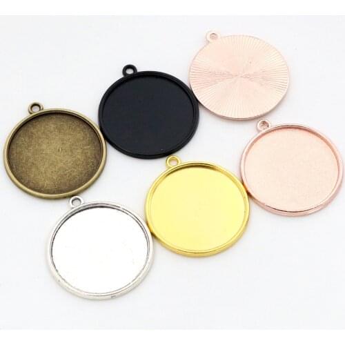 New Fashion 10pcs/lot 25mm Inner Size 6 Colors Simple Style Cabochon Base Setting Charms Pendant