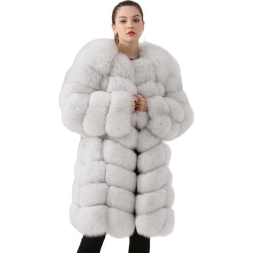 QIUCHEN PJ1885 2020 New arrival real fox fur long coat women winter 90CM long jacket keep warm Free shipping