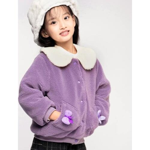 2020 Autumn and Winter New Thickened Large Particle Girl Berber Fleece Coat Doll Collar Profile Childrens Jacket Wholesale